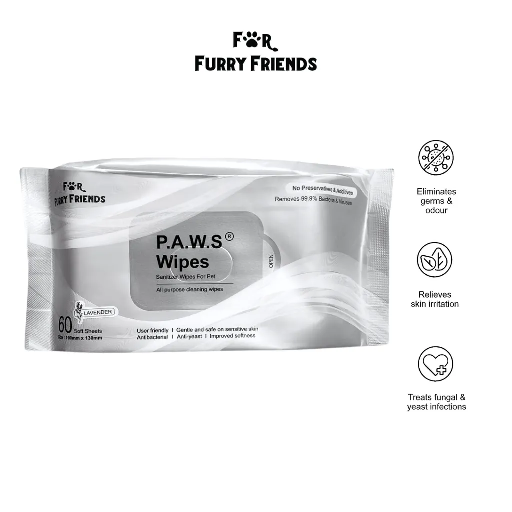 P.A.W.S Wipes (Lavender) (For Furry Friends)