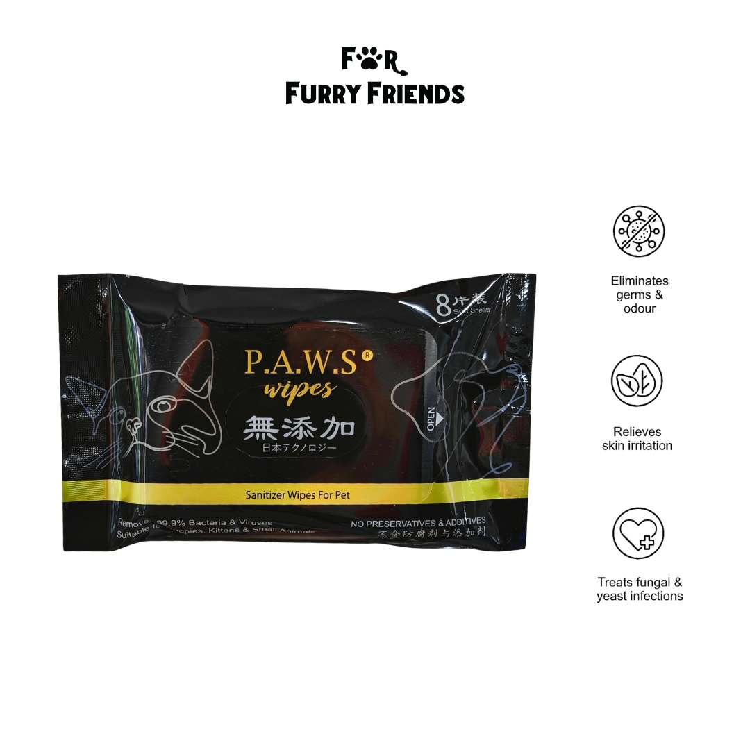 Pet's Activated Water Sanitizer (P.A.W.S) Travel Wipes 8pcs Bundle Set (For Furry Friends)